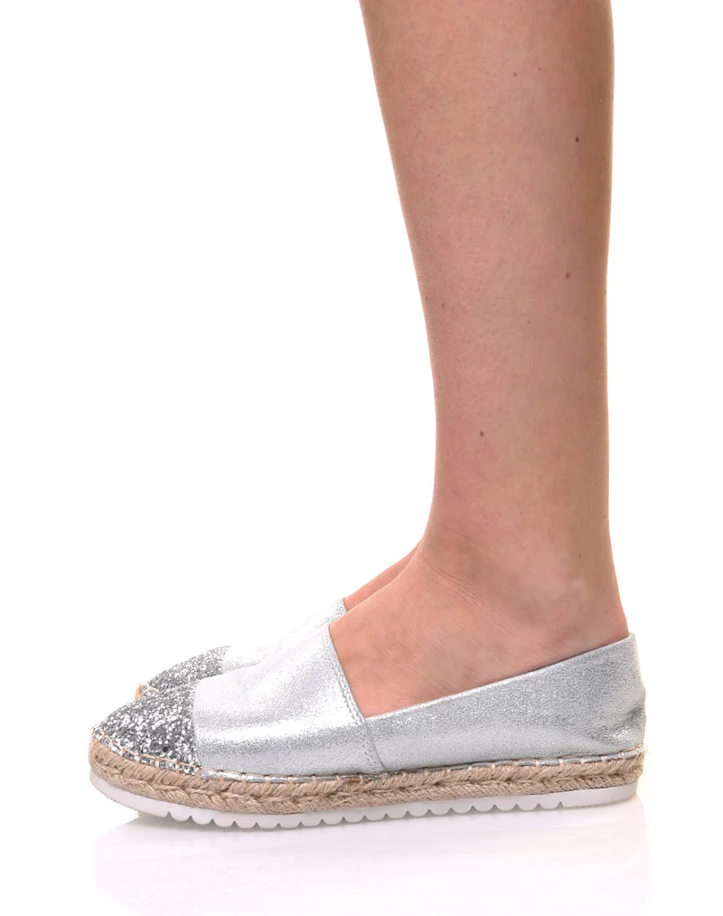 Espadrilles grises effet brillant
