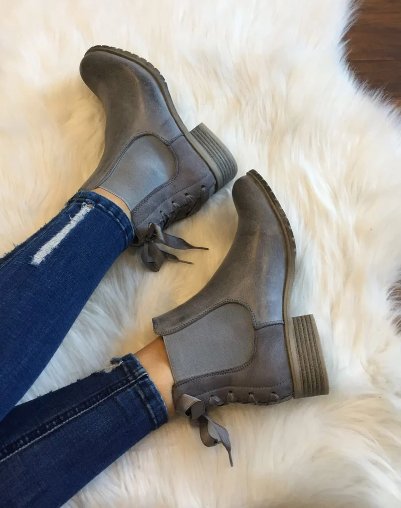 Chelsea Boots grises à nœuds