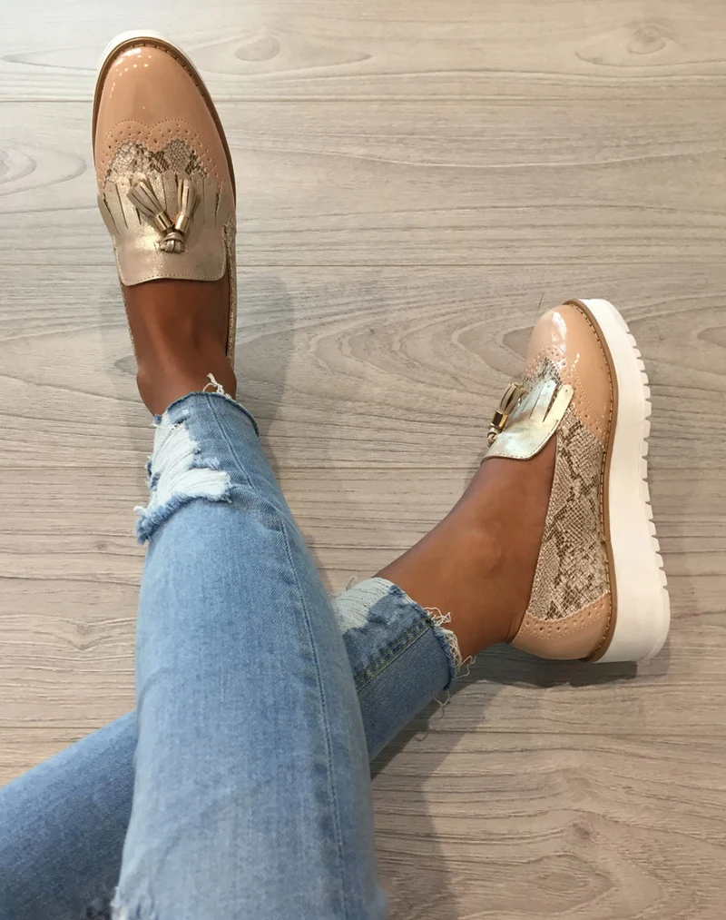 Derbies rose pâle à semelle épaisse