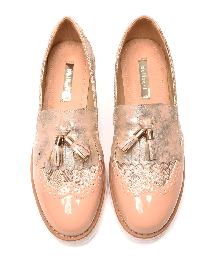 Derbies rose pâle à semelle épaisse