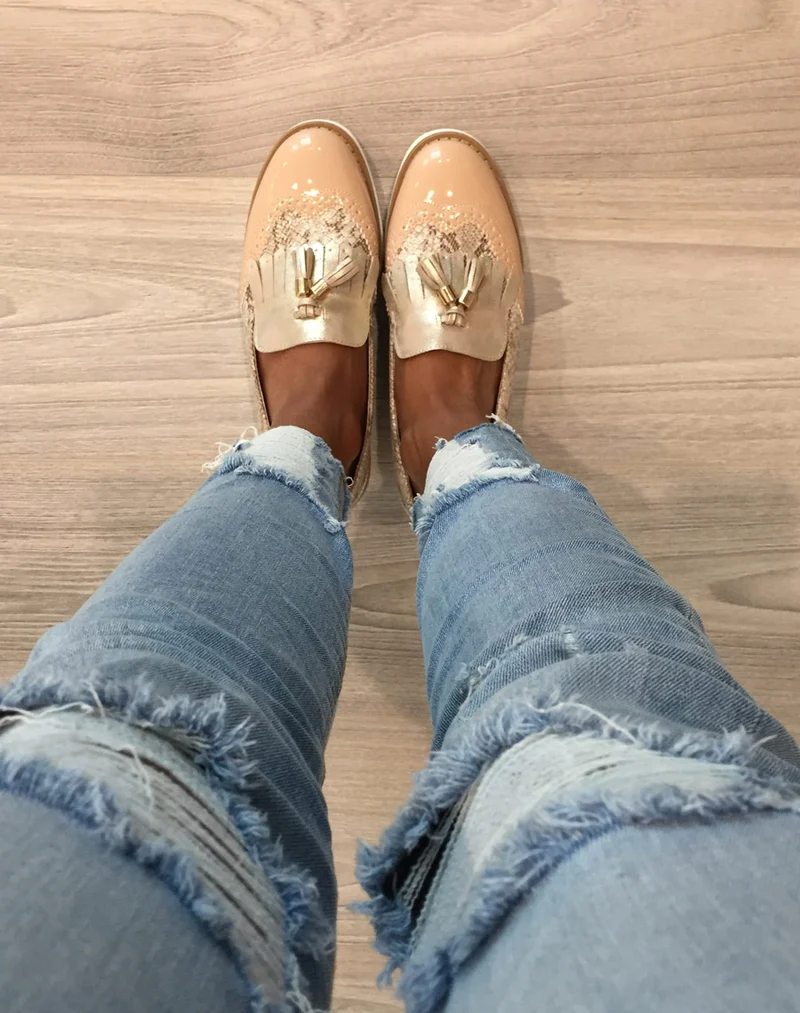 Derbies rose pâle à semelle épaisse