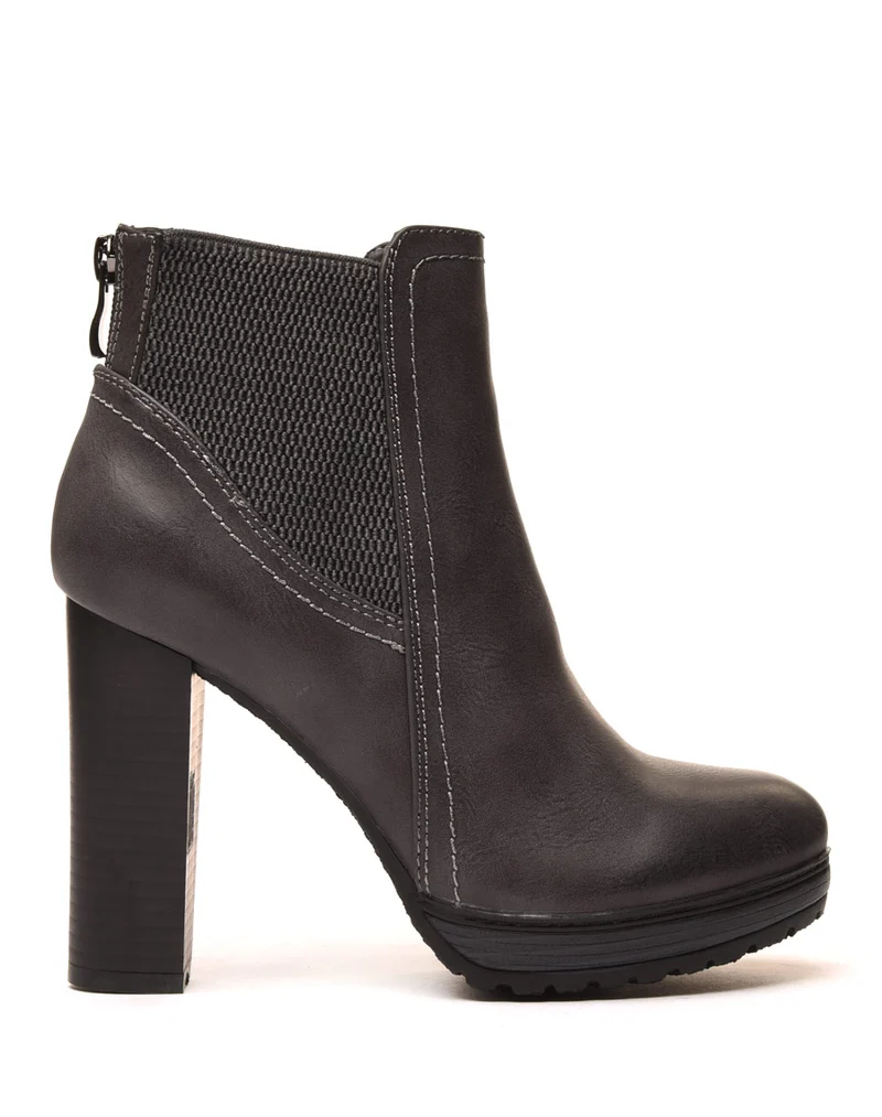 Bottines grises à talons avec élastiques