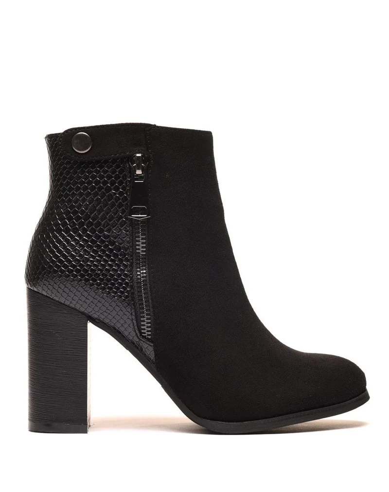 Bottines à talons noires & motif python