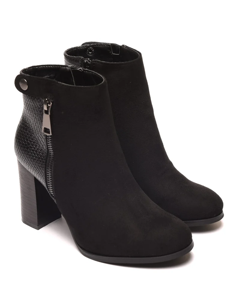 Bottines à talons noires & motif python