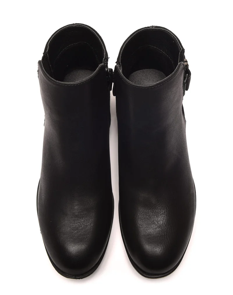 Boots plates noires bi-matières avec sangle