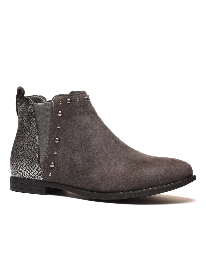 Bottines plates grises avec motifs python brillant