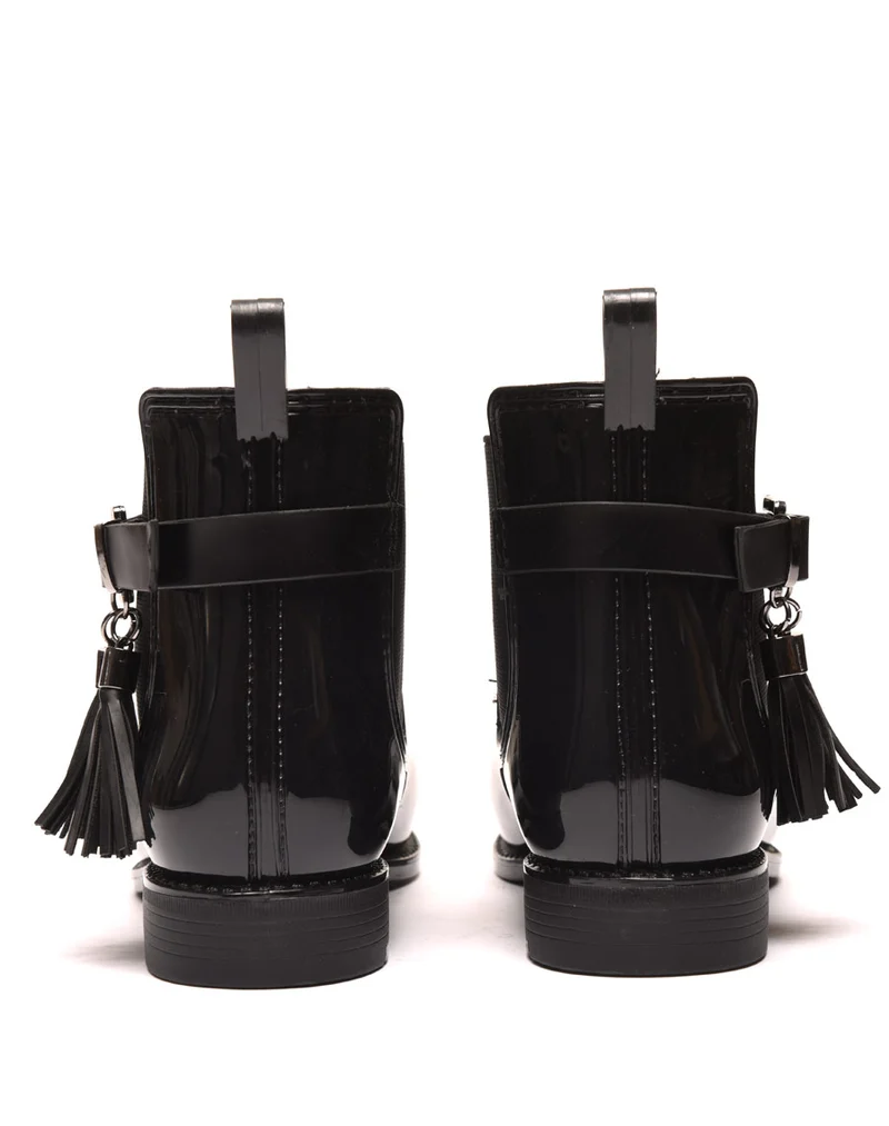 Bottines de pluie noires avec lanière