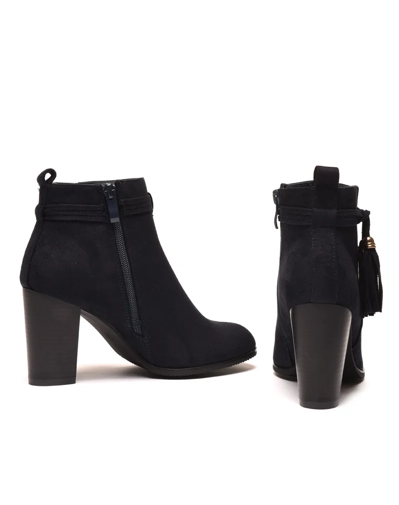 Bottines bleues marine à talons & fines lanières