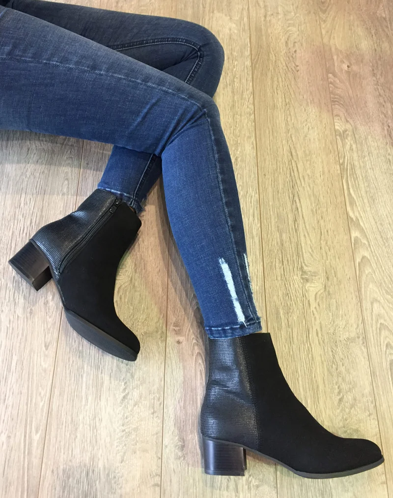Bottines bi matières noires