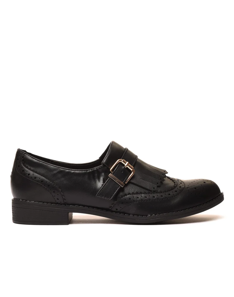 Derbies noires à sangle et franges