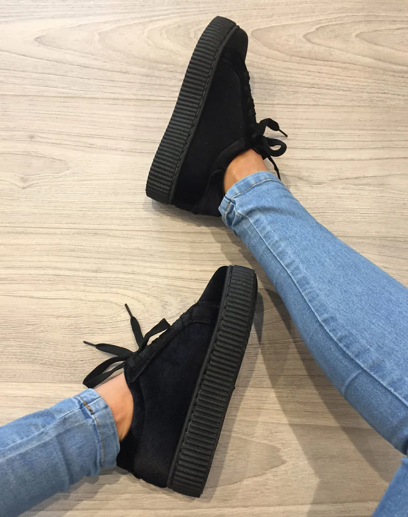 Baskets basses noires en velours