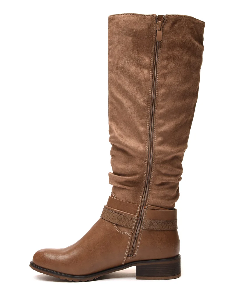 Bottes plates bi matières taupes