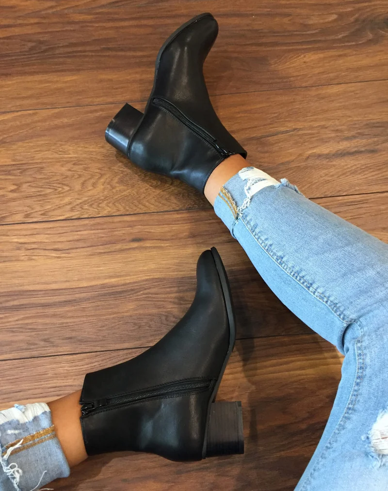 Bottines bi matières noires