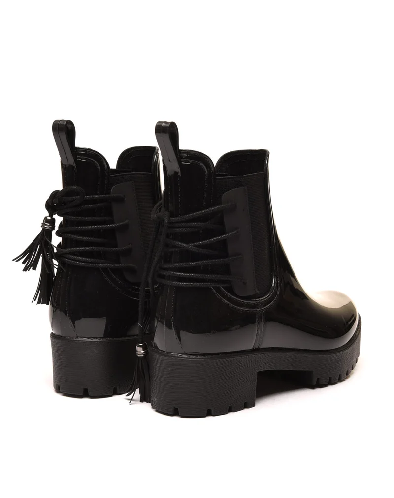 Bottines de pluie noires avec lacet