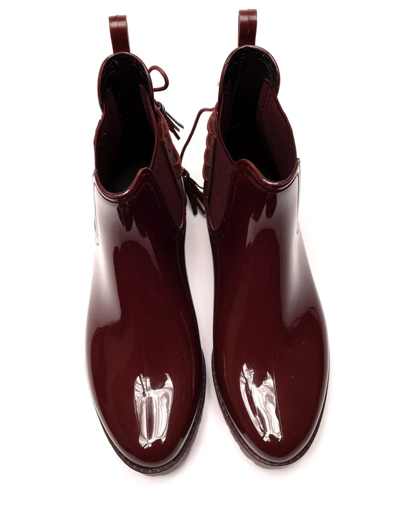 Bottines de pluie bordeaux avec lacet