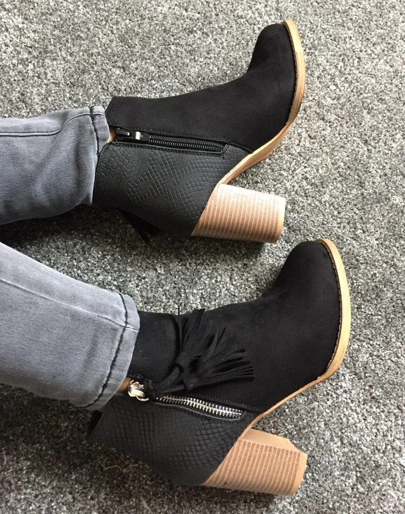 Bottines noires bi-matière détail pampille