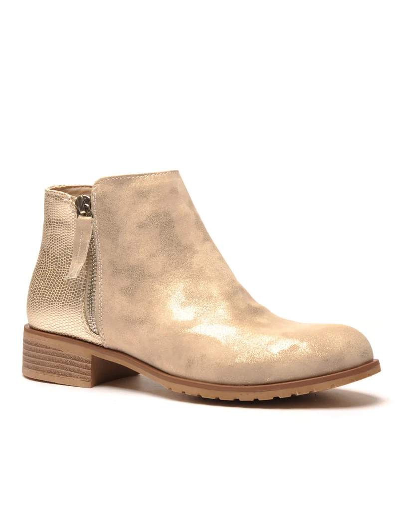 Bottines dorées bi-matière