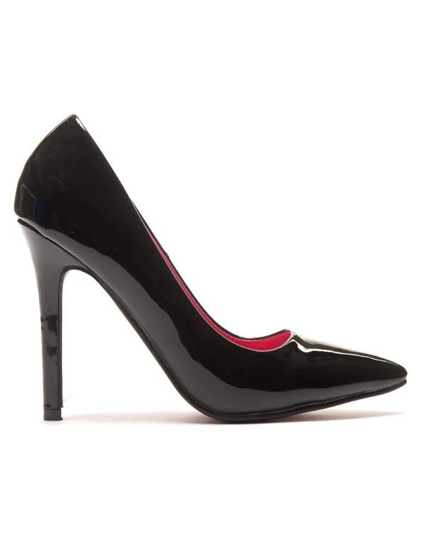 Escarpins noirs bout pointu et semelle rose
