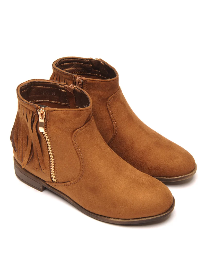 Bottines camel avec franges
