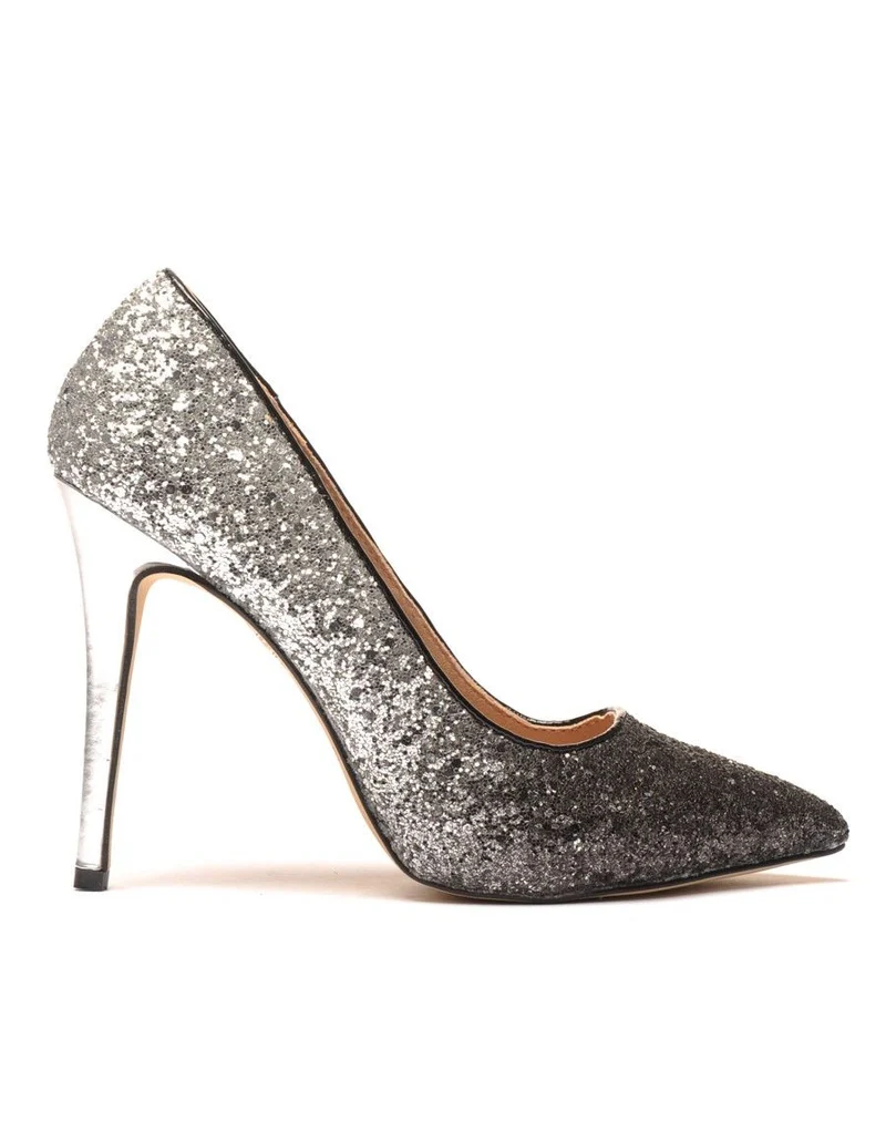 Escarpins à paillettes argent