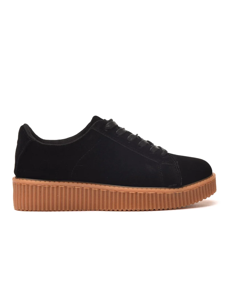Baskets noires effet daim avec grosse semelle