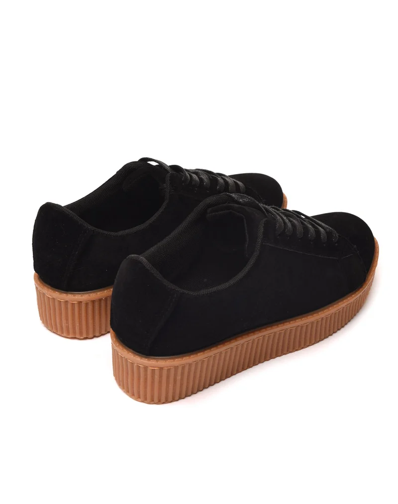 Baskets noires effet daim avec grosse semelle