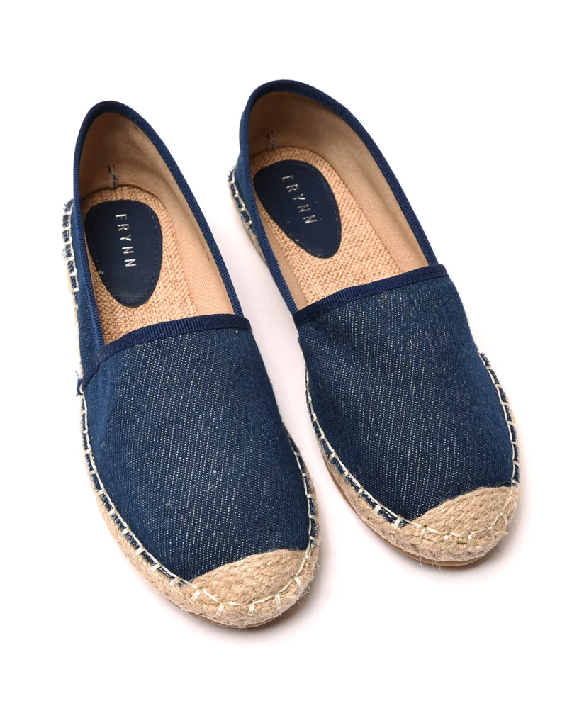 Espadrilles bleu foncé bout et semelle tressés