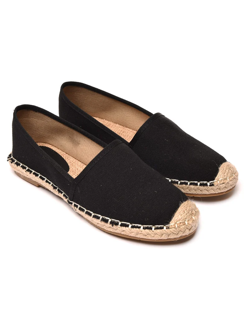 Espadrilles noires bout et semelle tressés