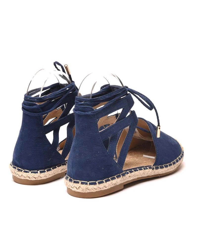 Sandales-espadrilles bleues effet suédine