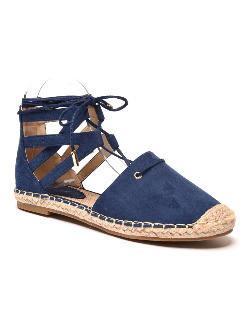 Sandales-espadrilles bleues effet suédine