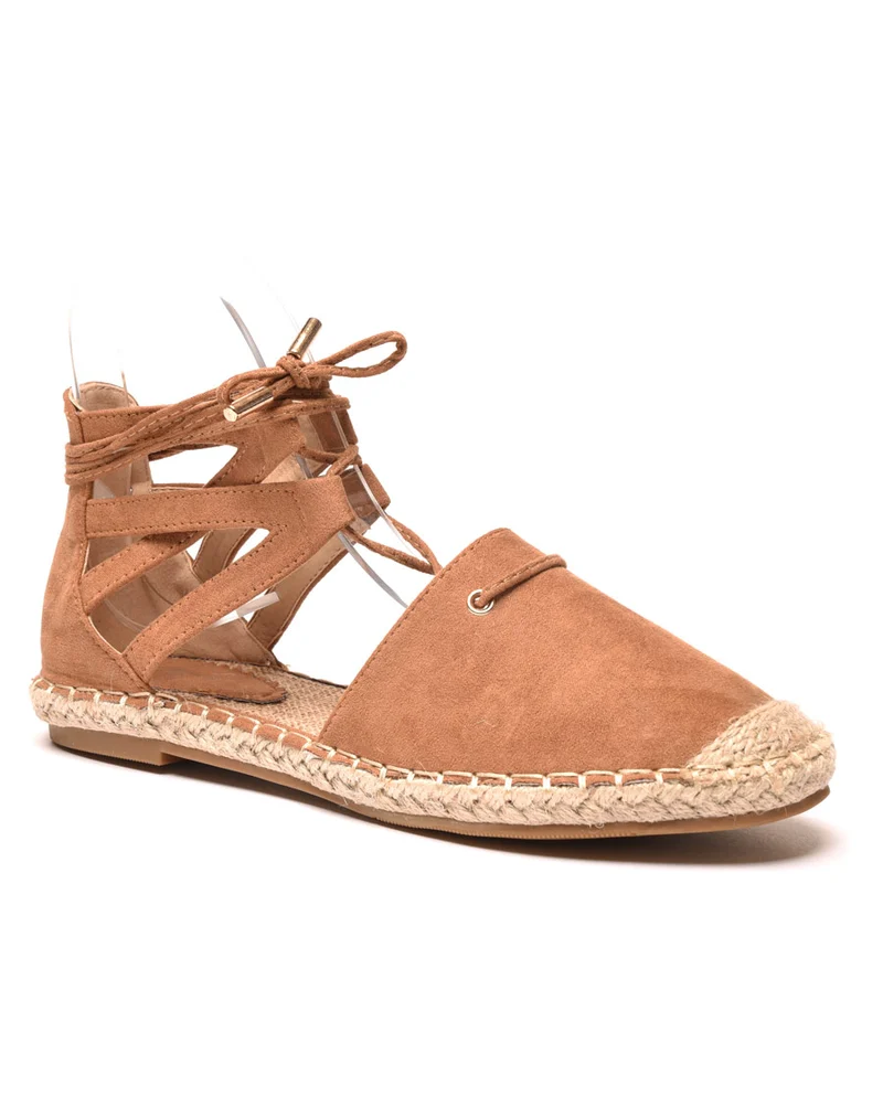 Sandales-espadrilles camel effet suédine