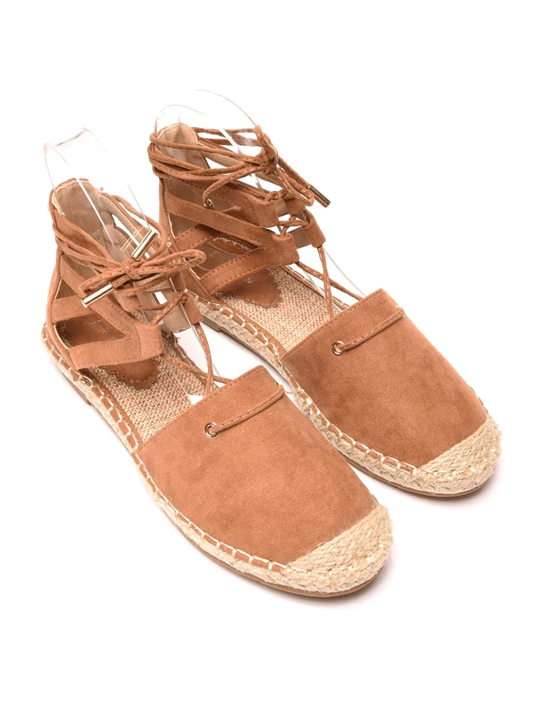 Sandales-espadrilles camel effet suédine
