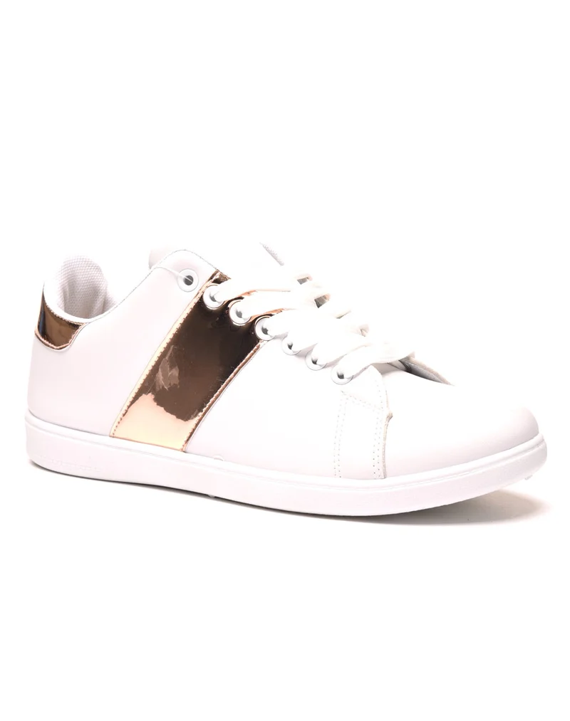 Basket blanche avec bande champagne