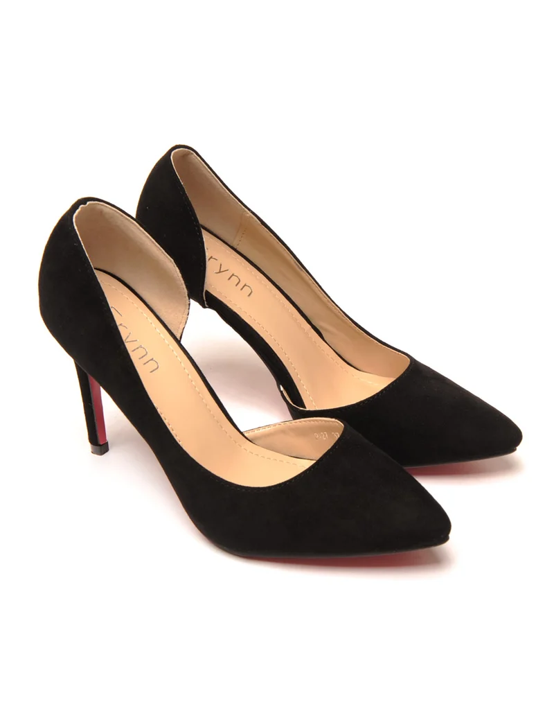 Escarpin noir asymétrique avec semelle rose