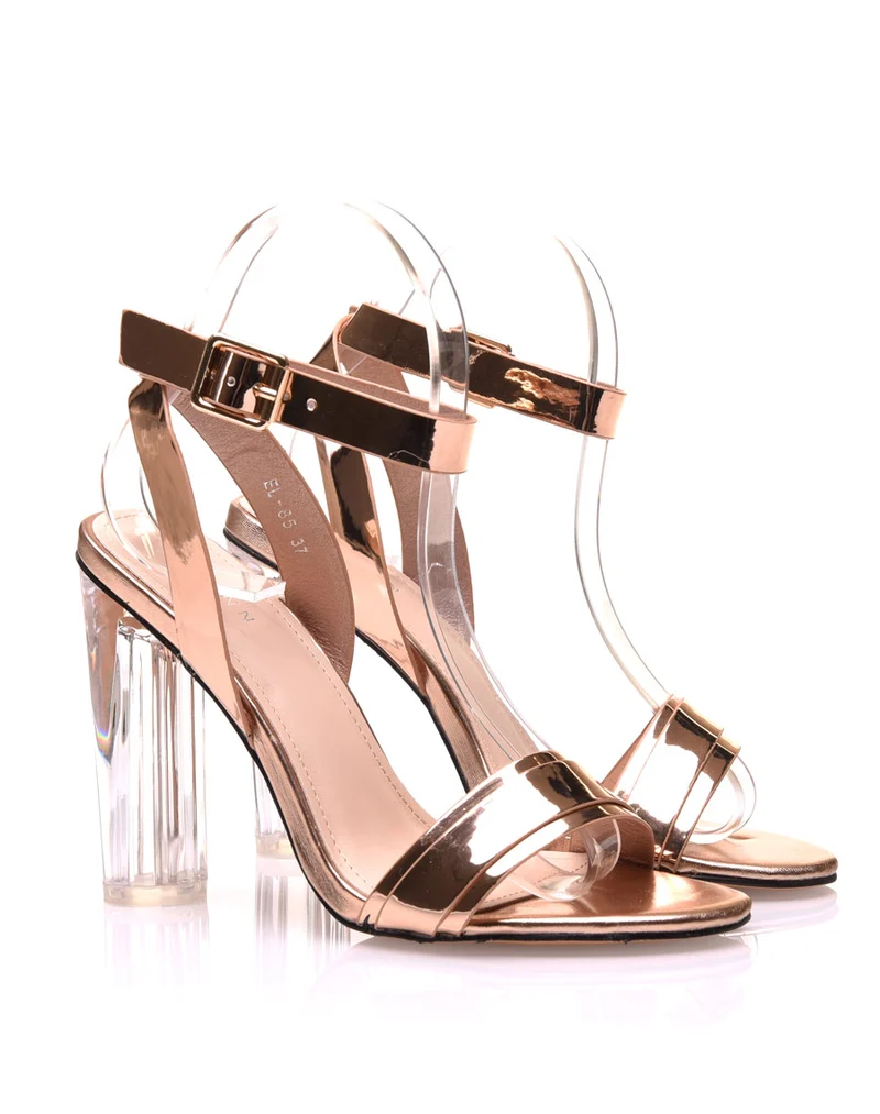 Sandales champagne à talons transparents