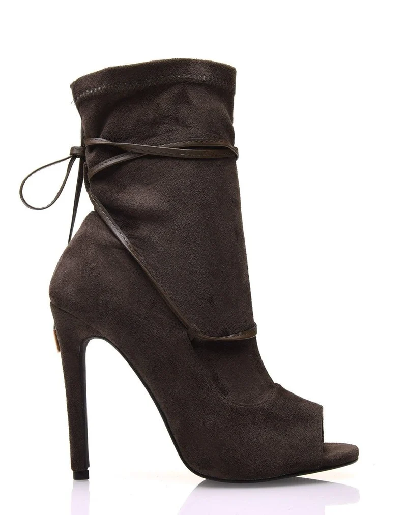 Bottines kaki à talons aiguilles