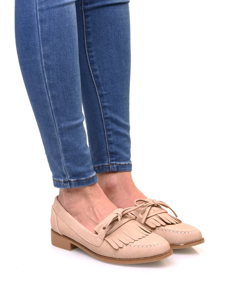 Mocassins beiges en suédine