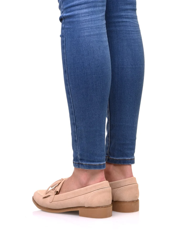 Mocassins beiges en suédine