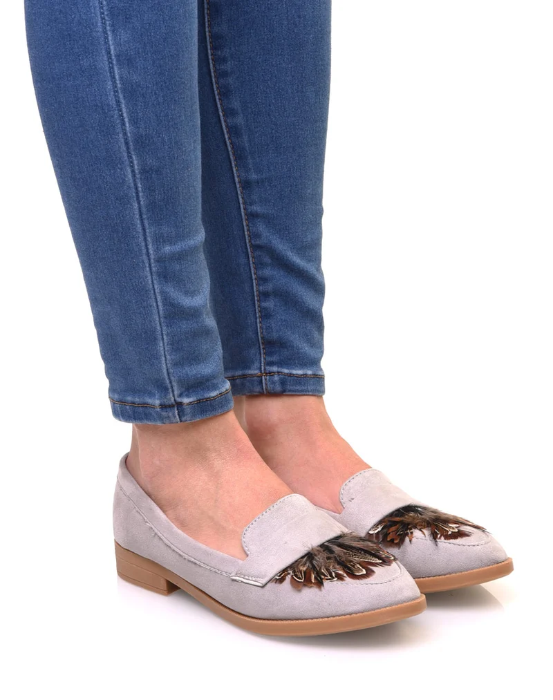 Mocassins gris en suédine