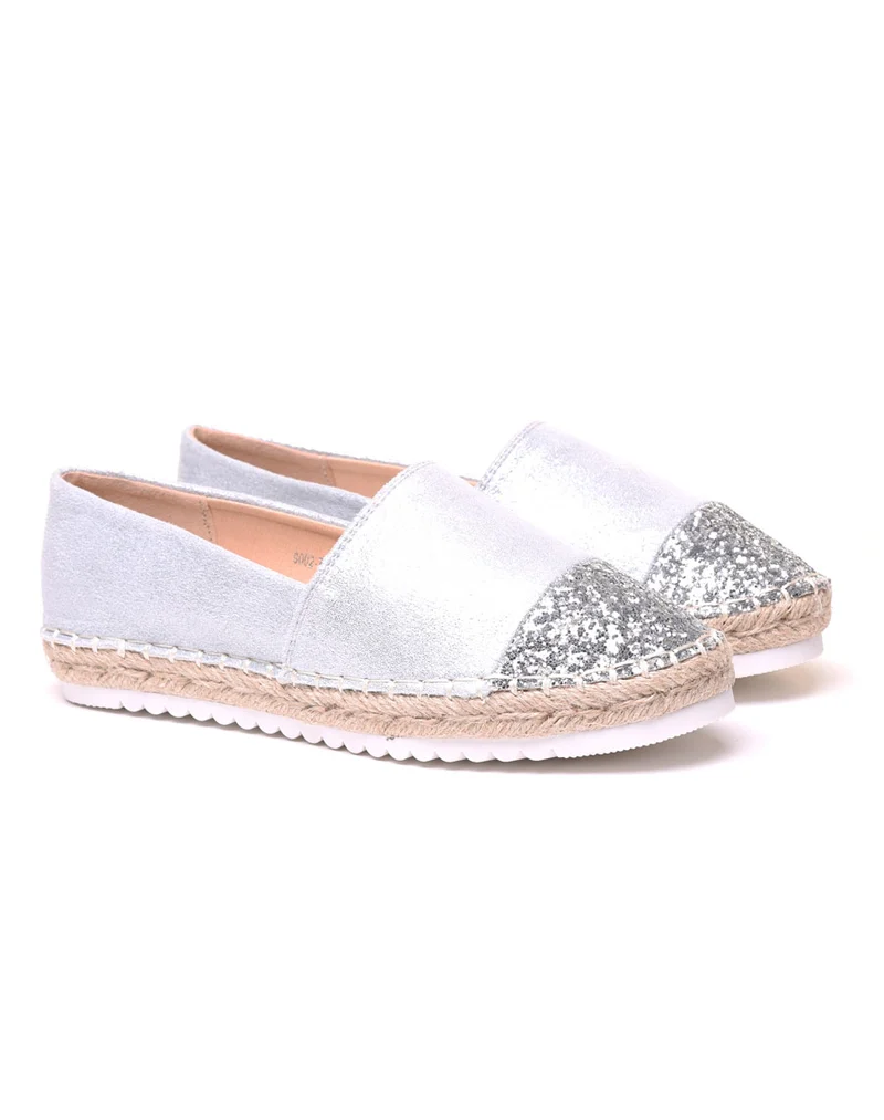 Espadrilles argentées pailletées