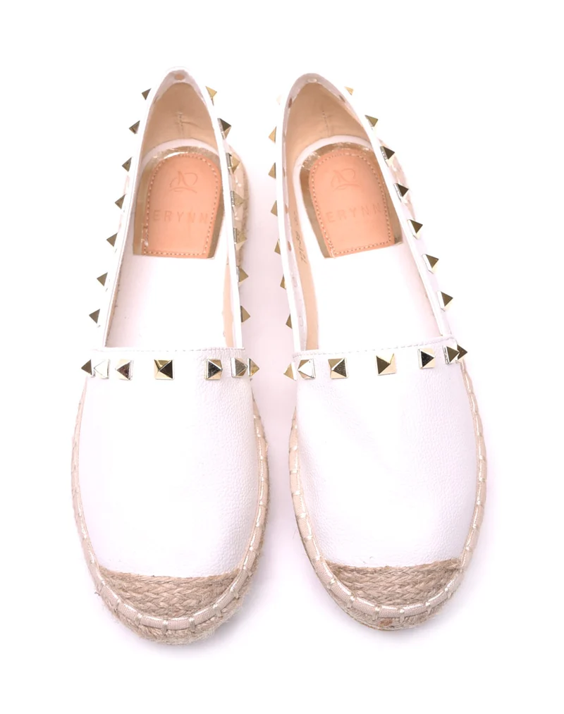 Espadrilles blanches à bout et semelle tressés