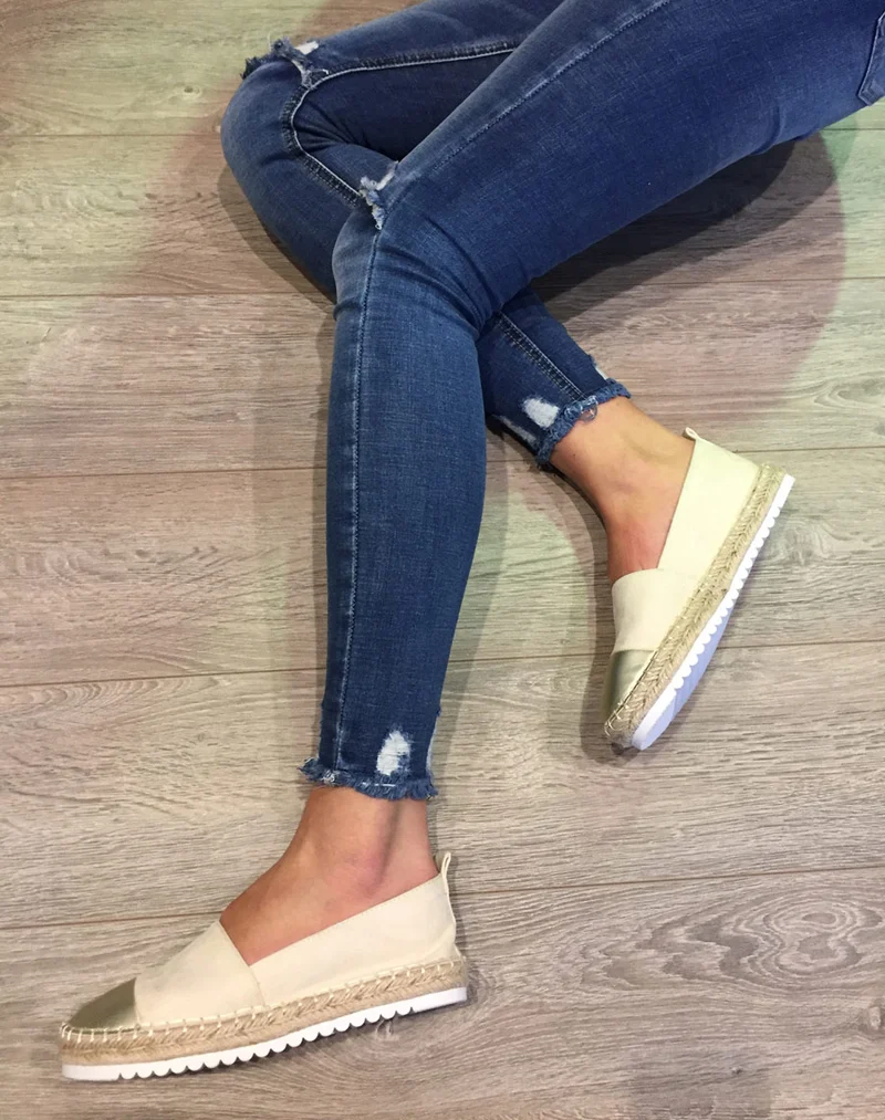 Espadrilles dorées bi matières
