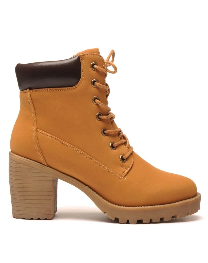 Bottine Camel talon à lacets