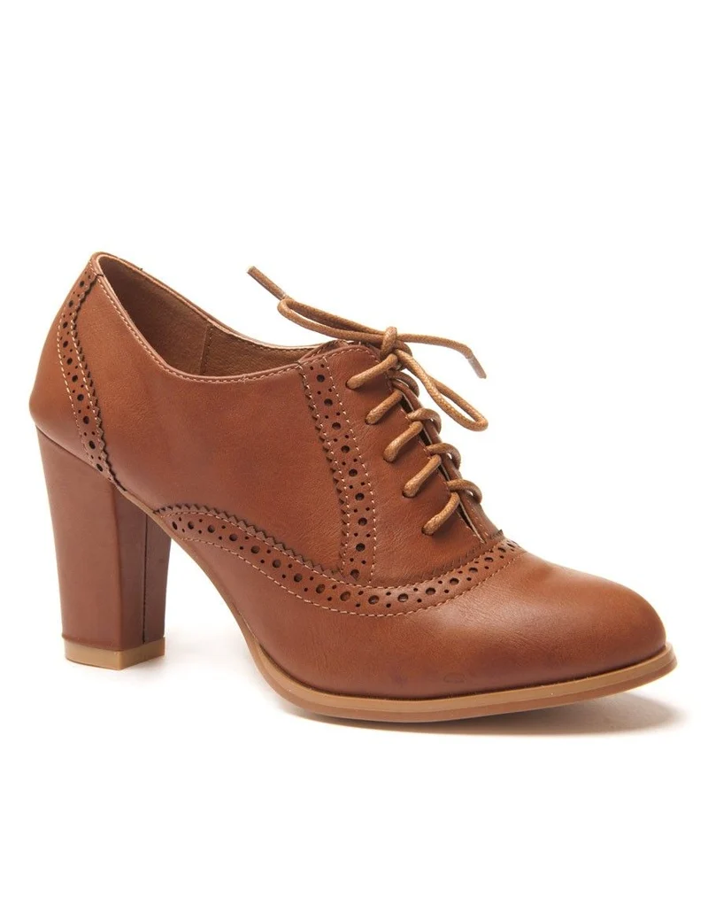 Bottines derbies camel à talon épais