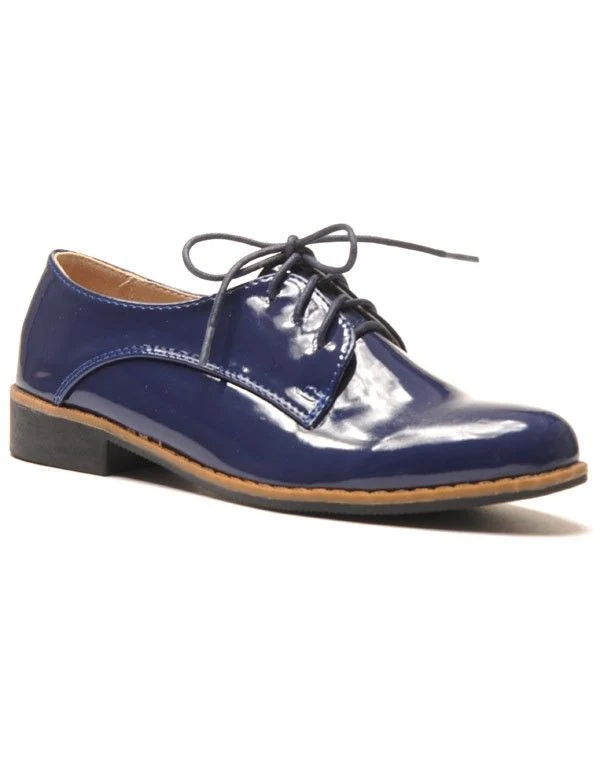 Derbies vernies bleues à lacets