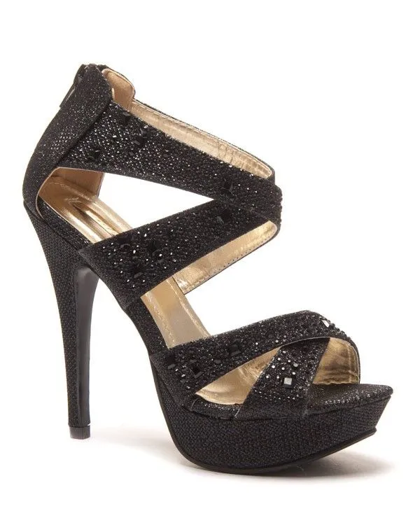 Escarpins noirs à strass avec plateforme