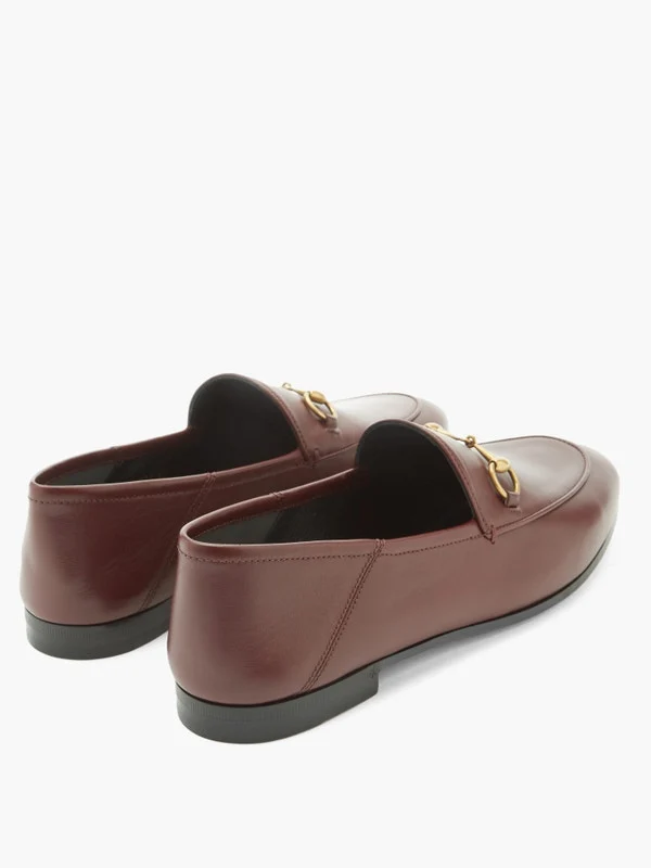 Foldable-heel leather horsebit loafers