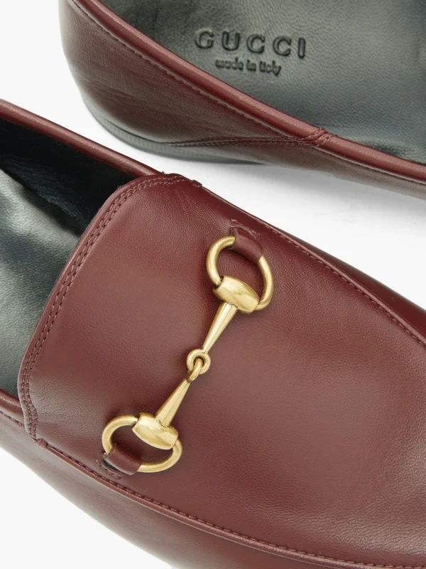 Foldable-heel leather horsebit loafers