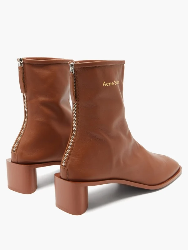 Bertine back-zip stretch-leather ankle boots