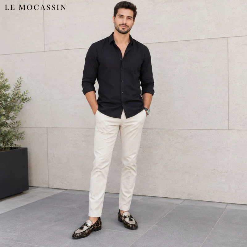 Mocassins Vernis À Glands Et Sequins